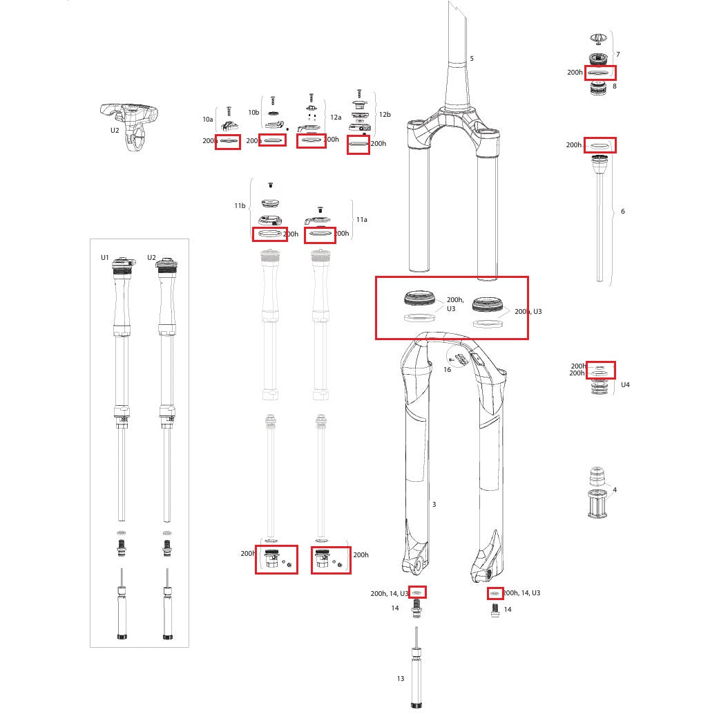 200 hrs/Year Maintenance Kit ROCKSHOX SID SL 32mm/RL/RLC/XX/SELECT/SELECT+/ULT (2017-2020) Gen-B