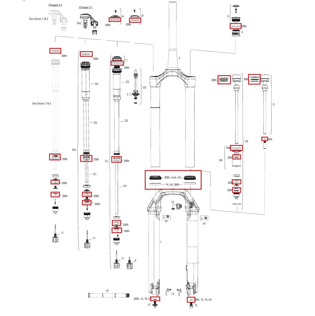 200 hodin/rok sada pro údržbu ROCKSHOX PIKE BASE/SELECT/SELECT+/ULTIMATE (2022+) Gen-C