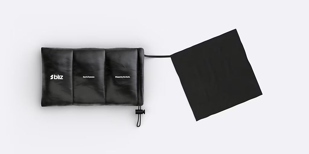 BLIZ P001 Black Matt Grey w Blue Mirror Lens