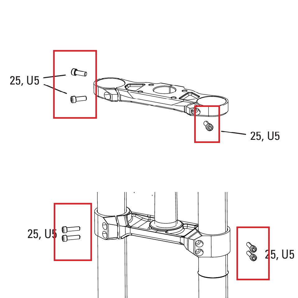 Sada šroubů pro korunku vidlice ROCKSHOX BOXXER D1 (2024+)