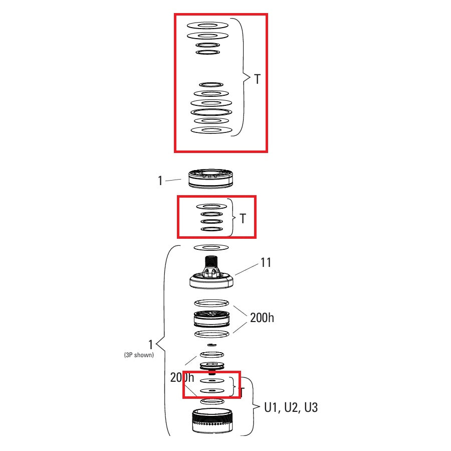 Podložky pro nastavení tlumičů ROCKSHOX pro SIDLUXE A2+ Bounce and Compression (2024+)