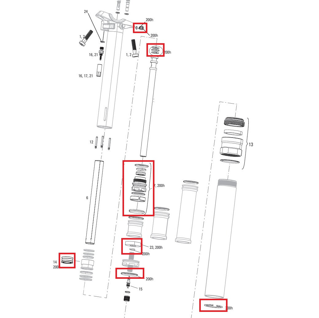 Sada pro údržbu ROCKSHOX REVERB A2-V2 200 h/rok (2013-2016)