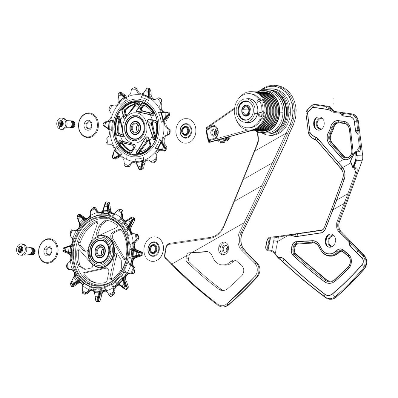 SRAM RED XPLR AXS E1 Rear Derailleur Cage and Wheels