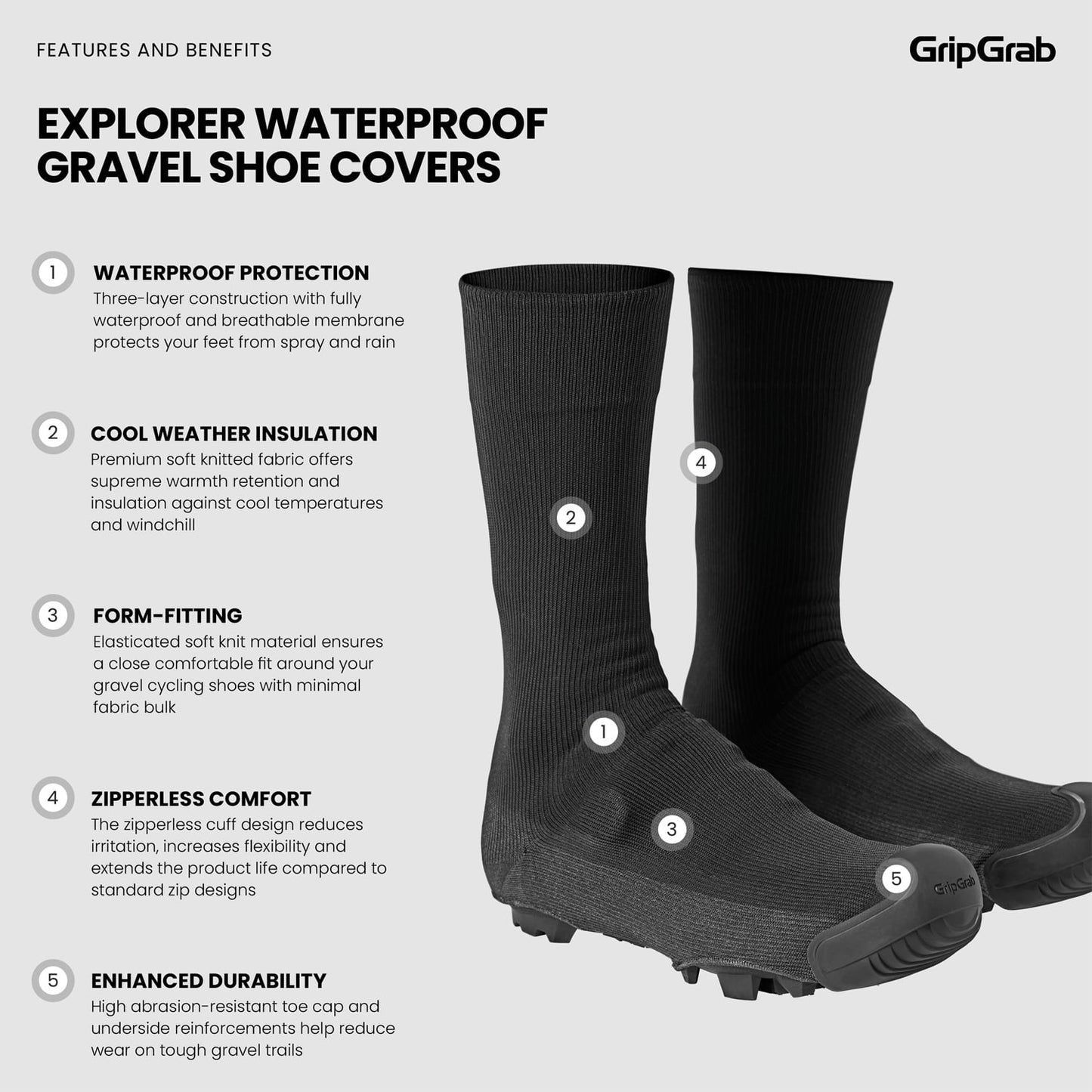 Boot Cover GRIPGRAB EXPLORER WATRPROOF GRAVEL Black