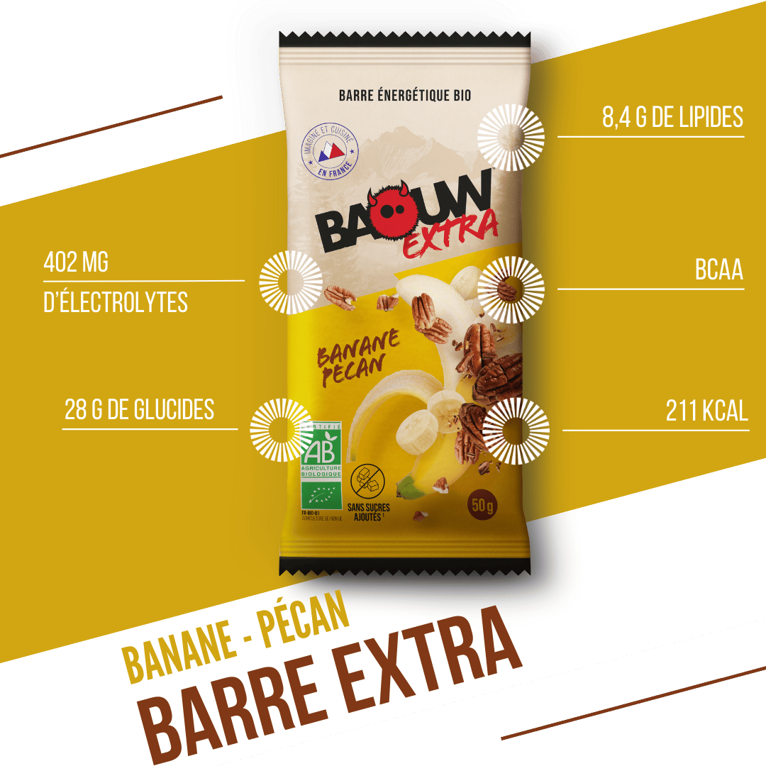 Energetická tyčinka BAOUW ORGANIC EXTRA Banánovo-pekaňová (50g)