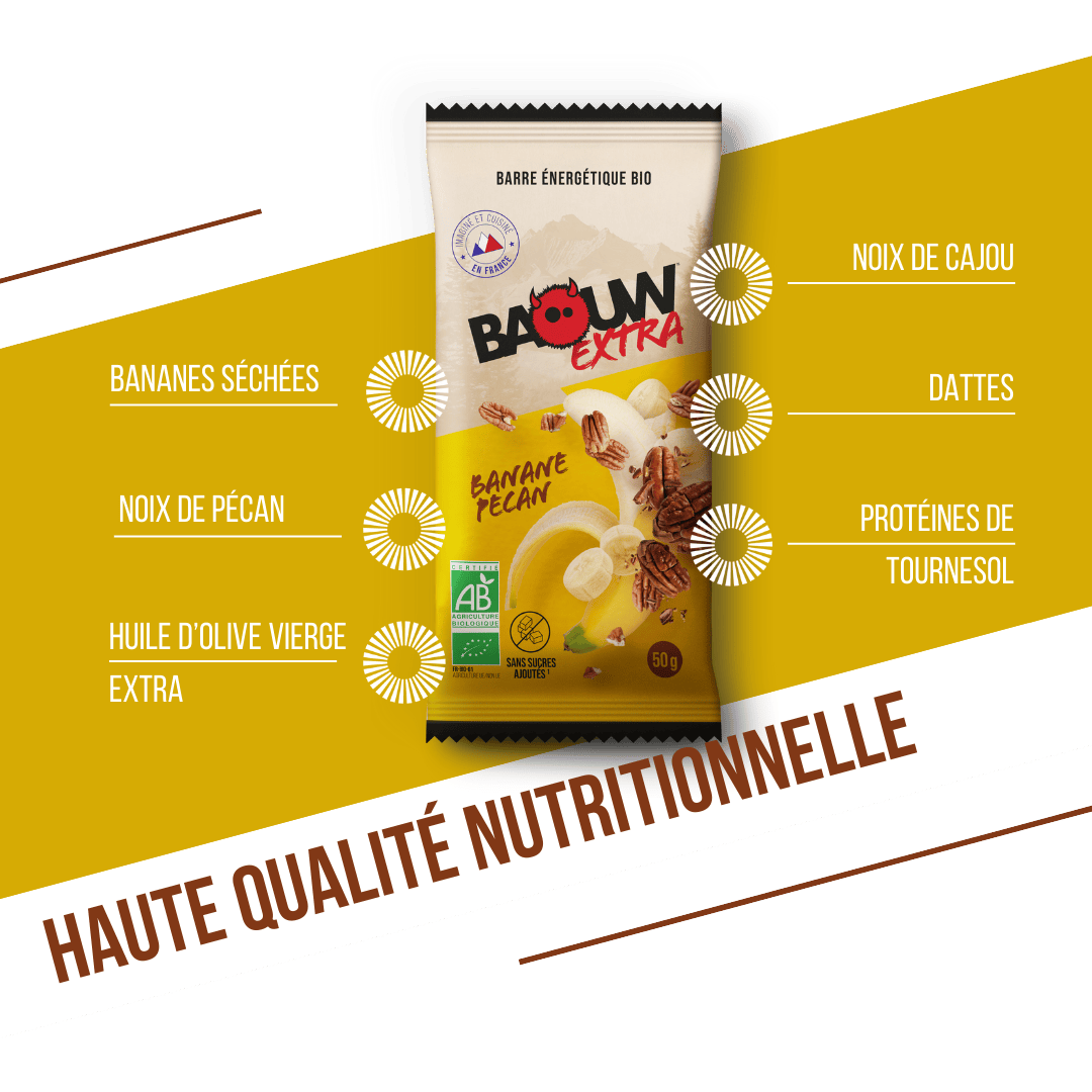 Energetická tyčinka BAOUW ORGANIC EXTRA Banánovo-pekaňová (50g)