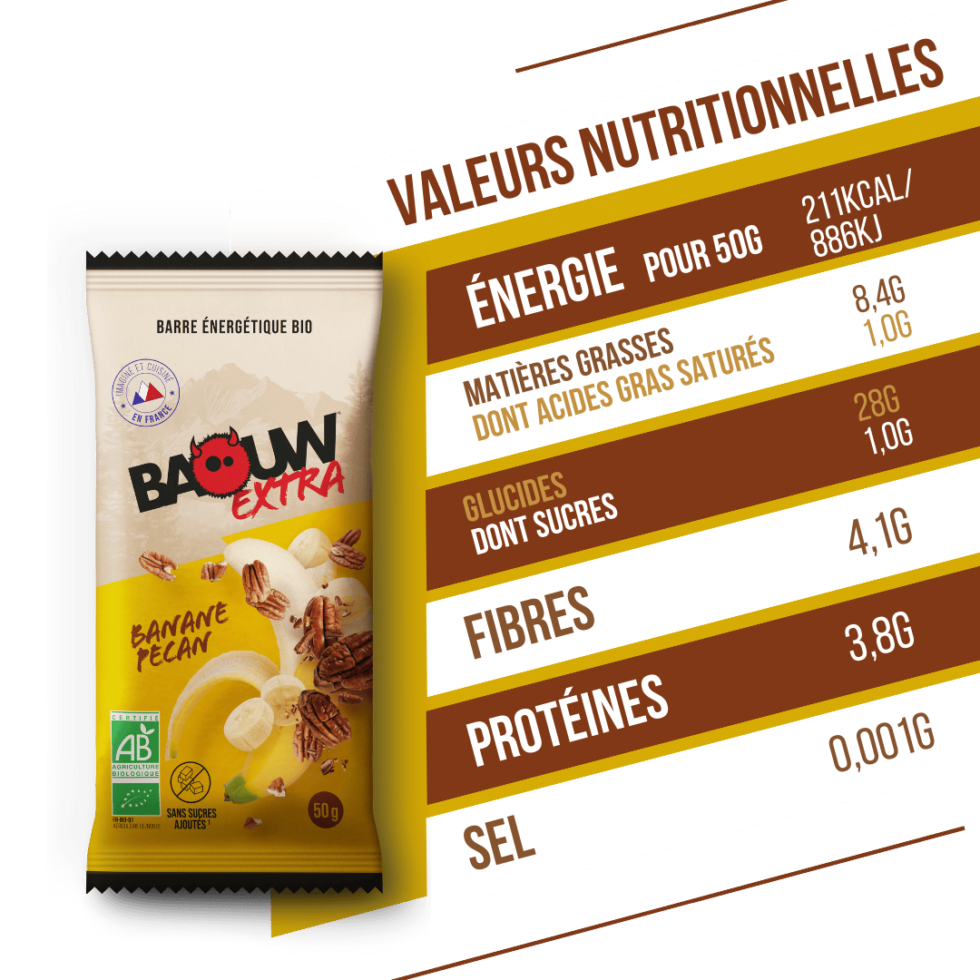 Energetická tyčinka BAOUW ORGANIC EXTRA Banánovo-pekaňová (50g)