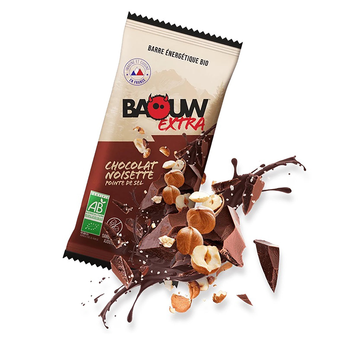 Energetická tyčinka BAOUW ORGANIC EXTRA čokoláda s lískovými oříšky (50g)