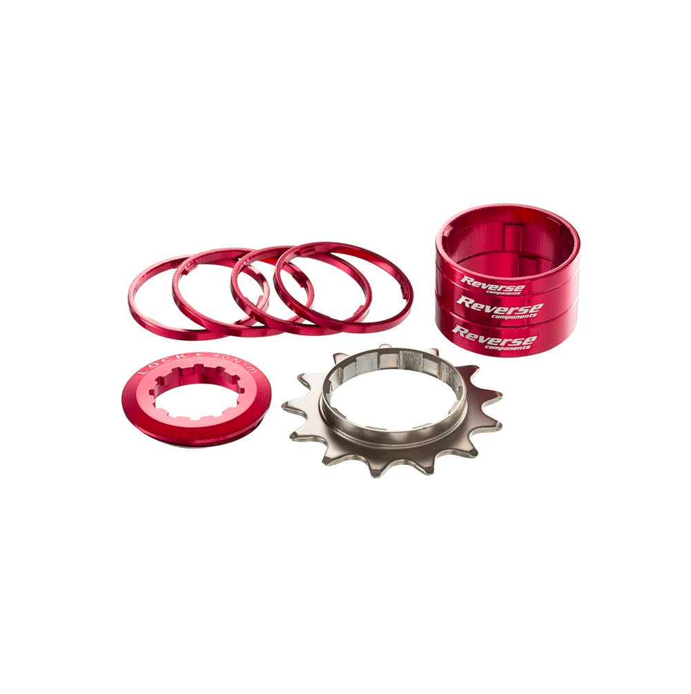 Jednorychlostní sada Reverse Components s 13zubovou řetězovou převodovkou červená