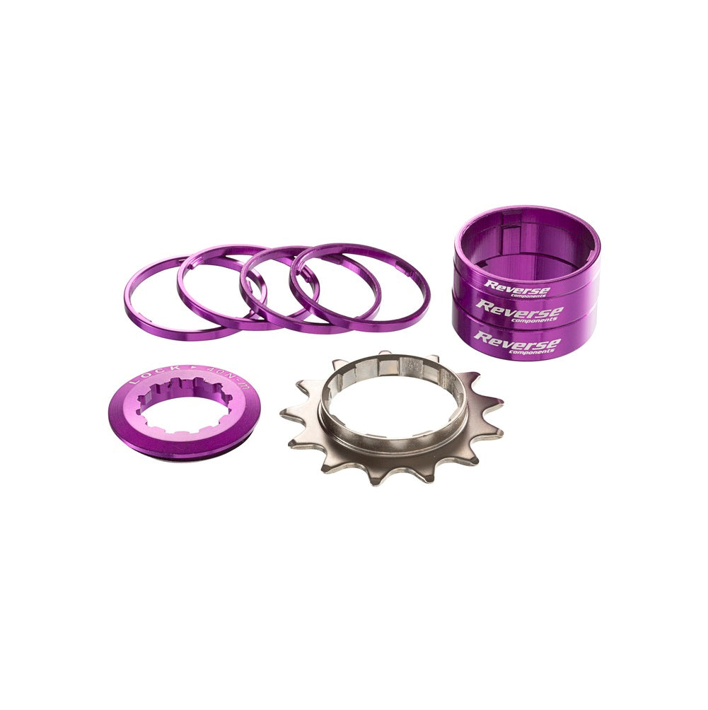 Jednorychlostní sada REVERSE COMPONENTS s 13zubou řetězovou převodovkou fialová