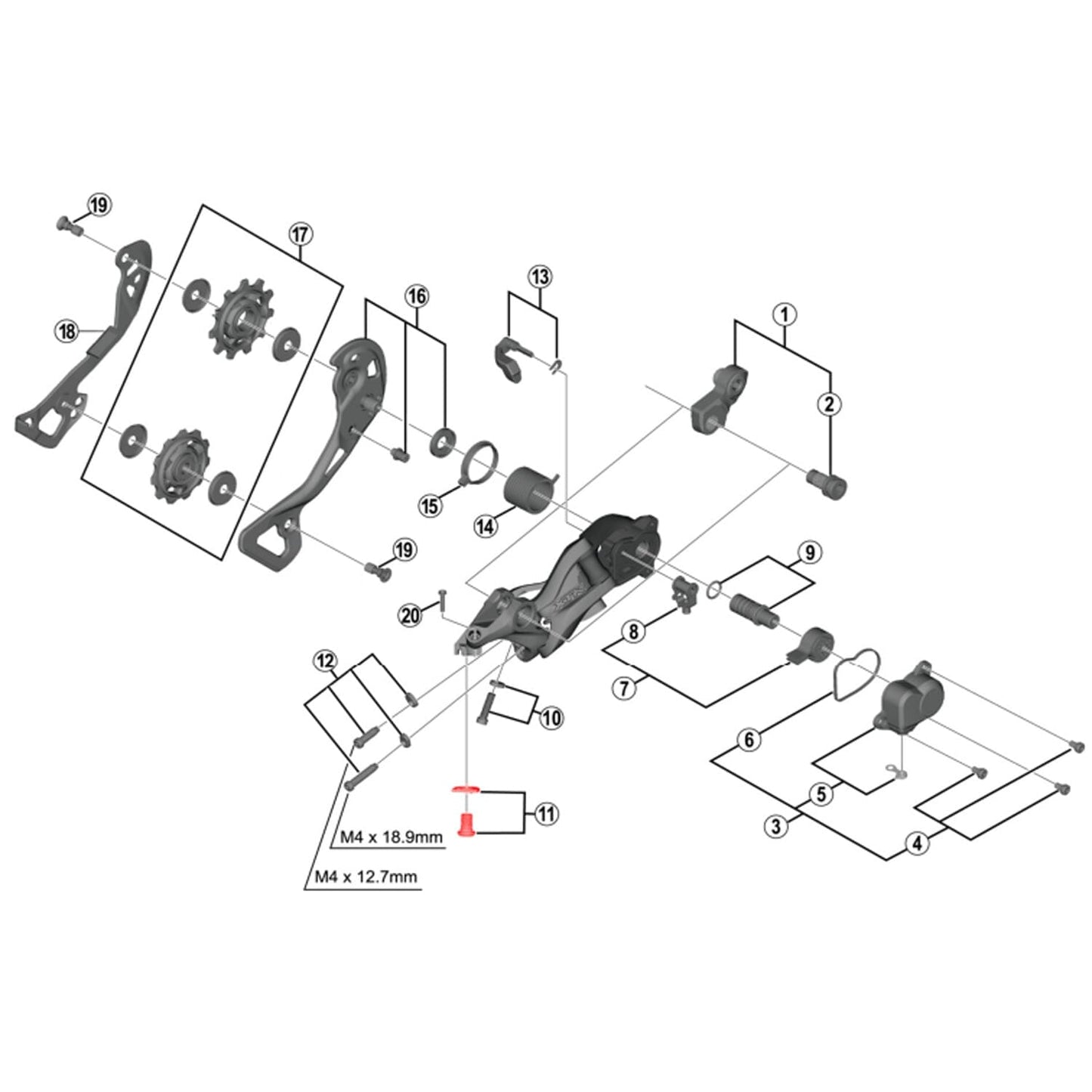 Vis de Serrage Cable de Dérailleur Arrière SHIMANO XTR M9000 / M9120 #Y5PV98080