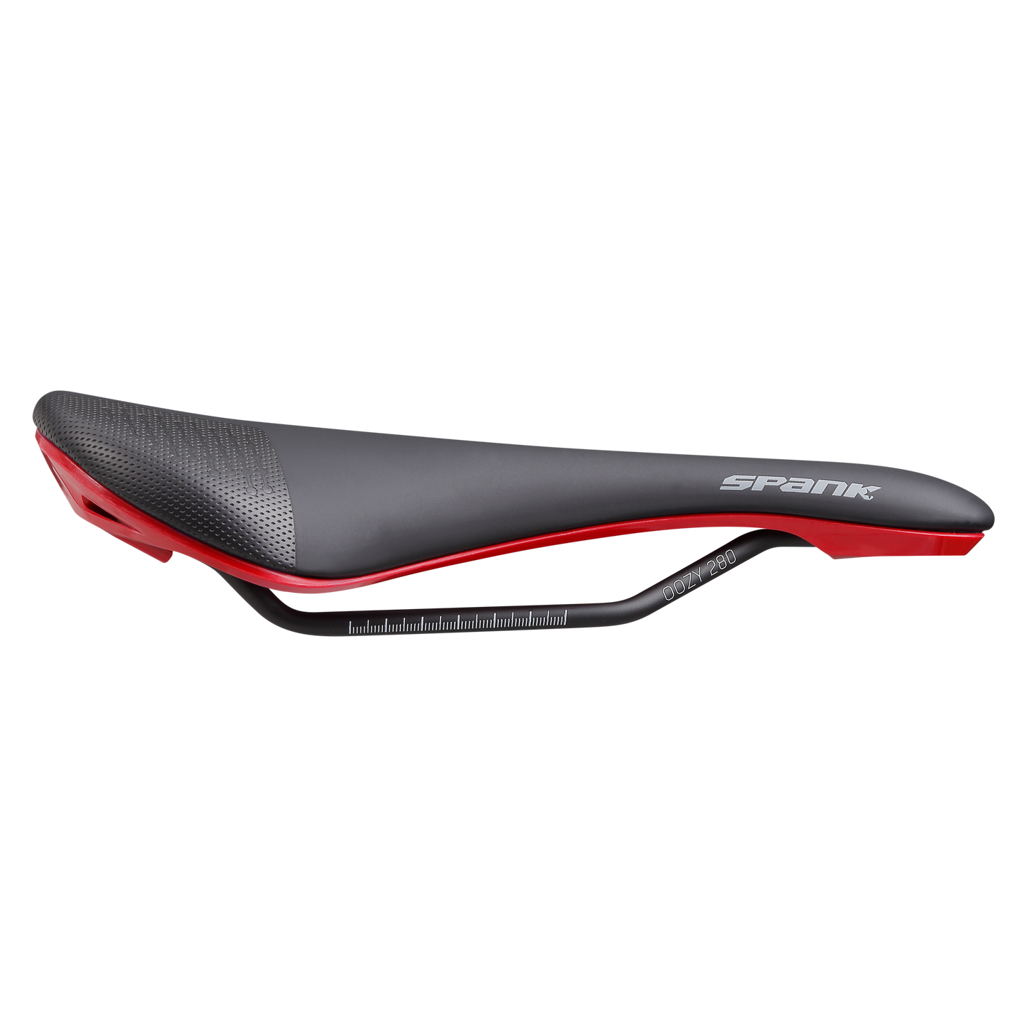 SPANK OOZY 280 144mm sedlo CrMo kolejnice Červená