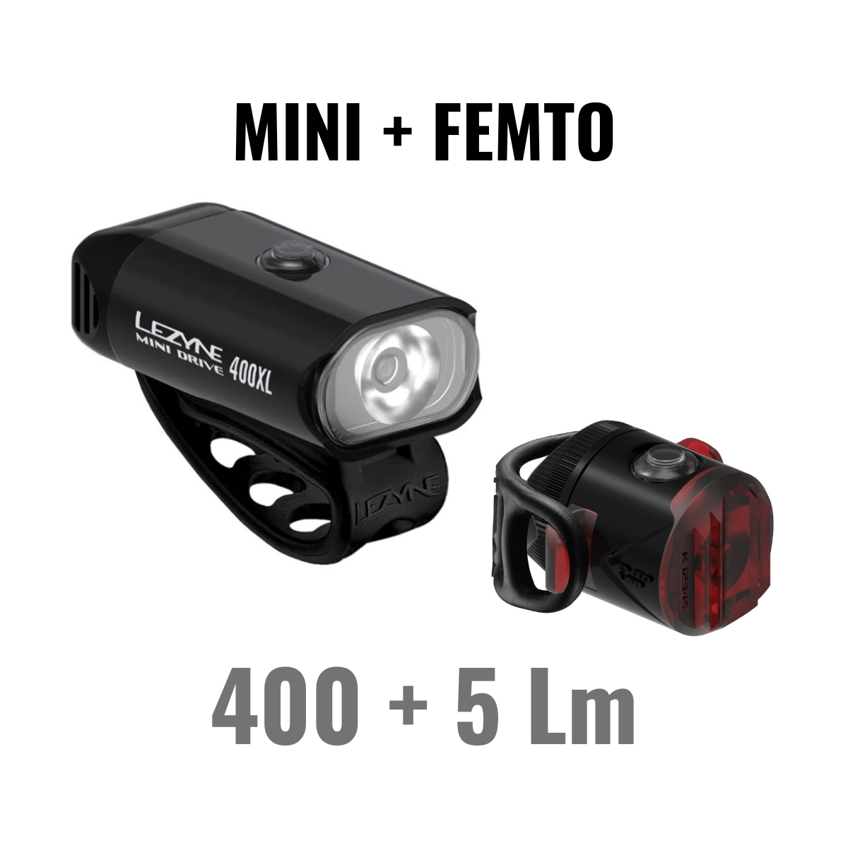 Přední a zadní světla LEZYNE MINI DRIVE 400XL / FEMTO USB