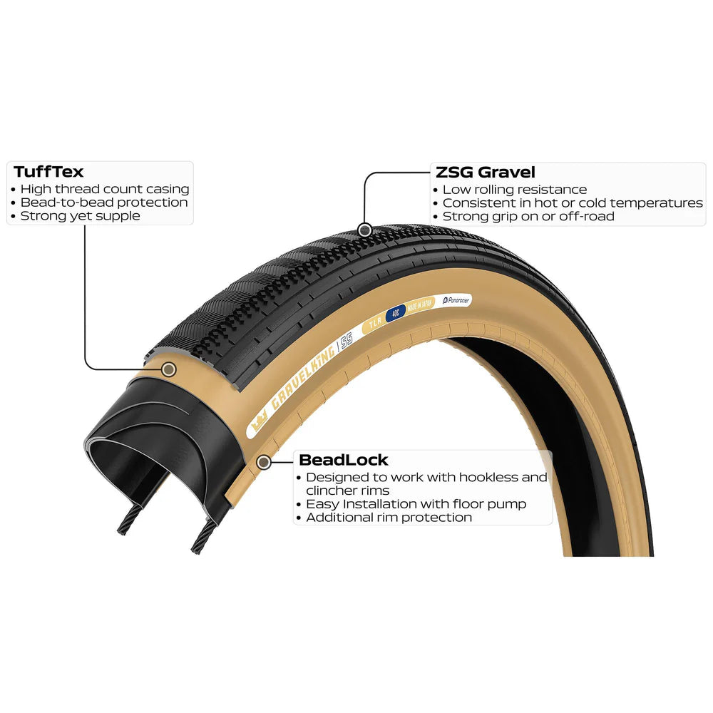 Pneumatika PANARACER GRAVELKING SEMISLICK TLR 700x45c Tubeless Ready Beige