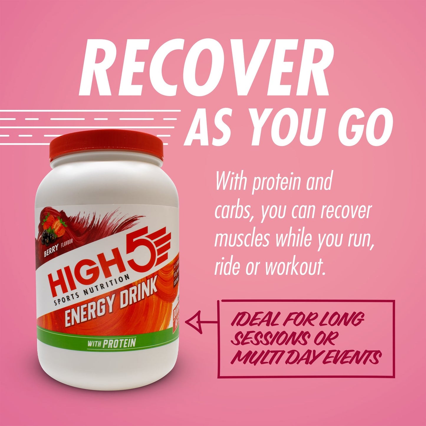 Energetický nápoj HIGH5 ENERGY DRINK PROTEIN (1,6 kg) Červené ovoce