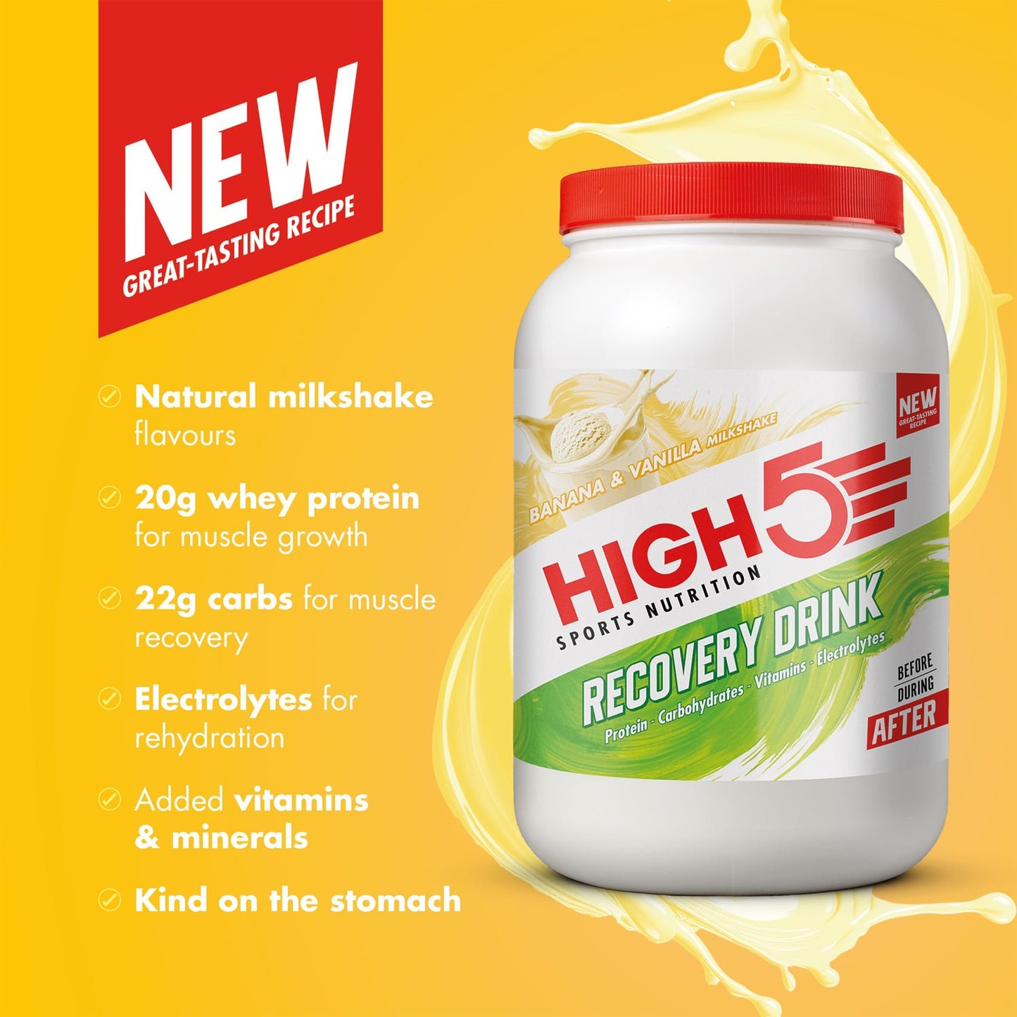 HIGH5 RECOVERY DRINK (1.6kg) Banana Vanilla Milkshake