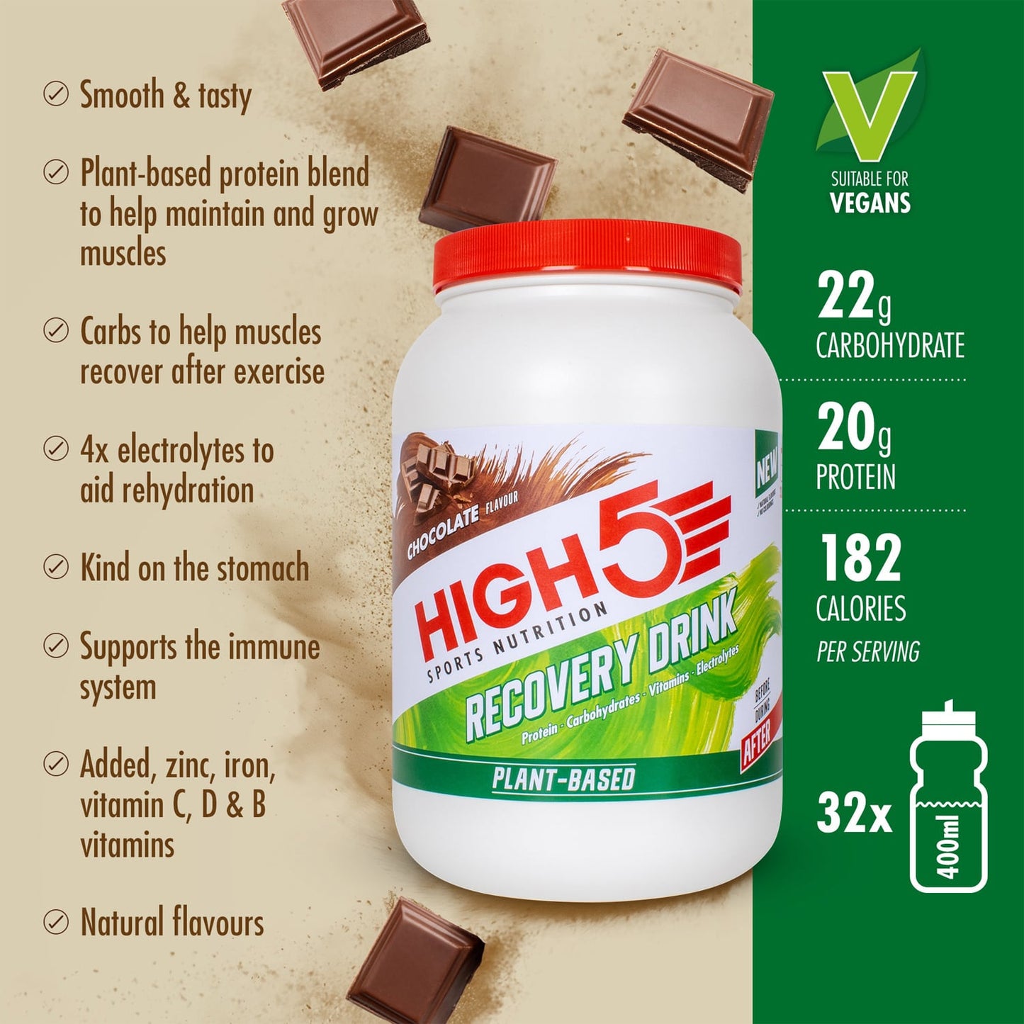High5 PLANT-BASED RECOVERY DRINK (1,6 kg) Čokoláda