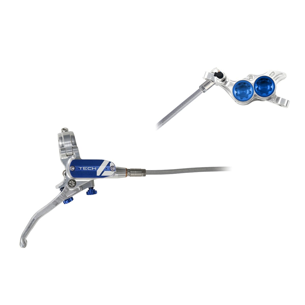 Pair of HOPE TECH 4 E4 Aviation Brake Hoses Silver/Blue
