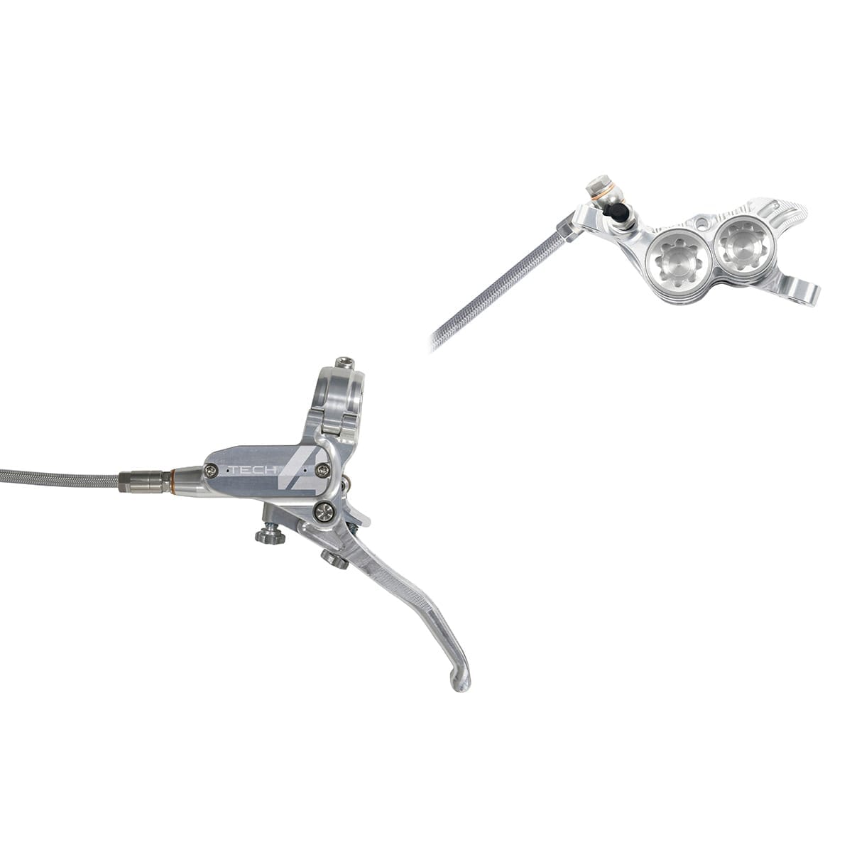 Pair of HOPE TECH 4 V4 Aviation Brake Hoses Silver/Silver
