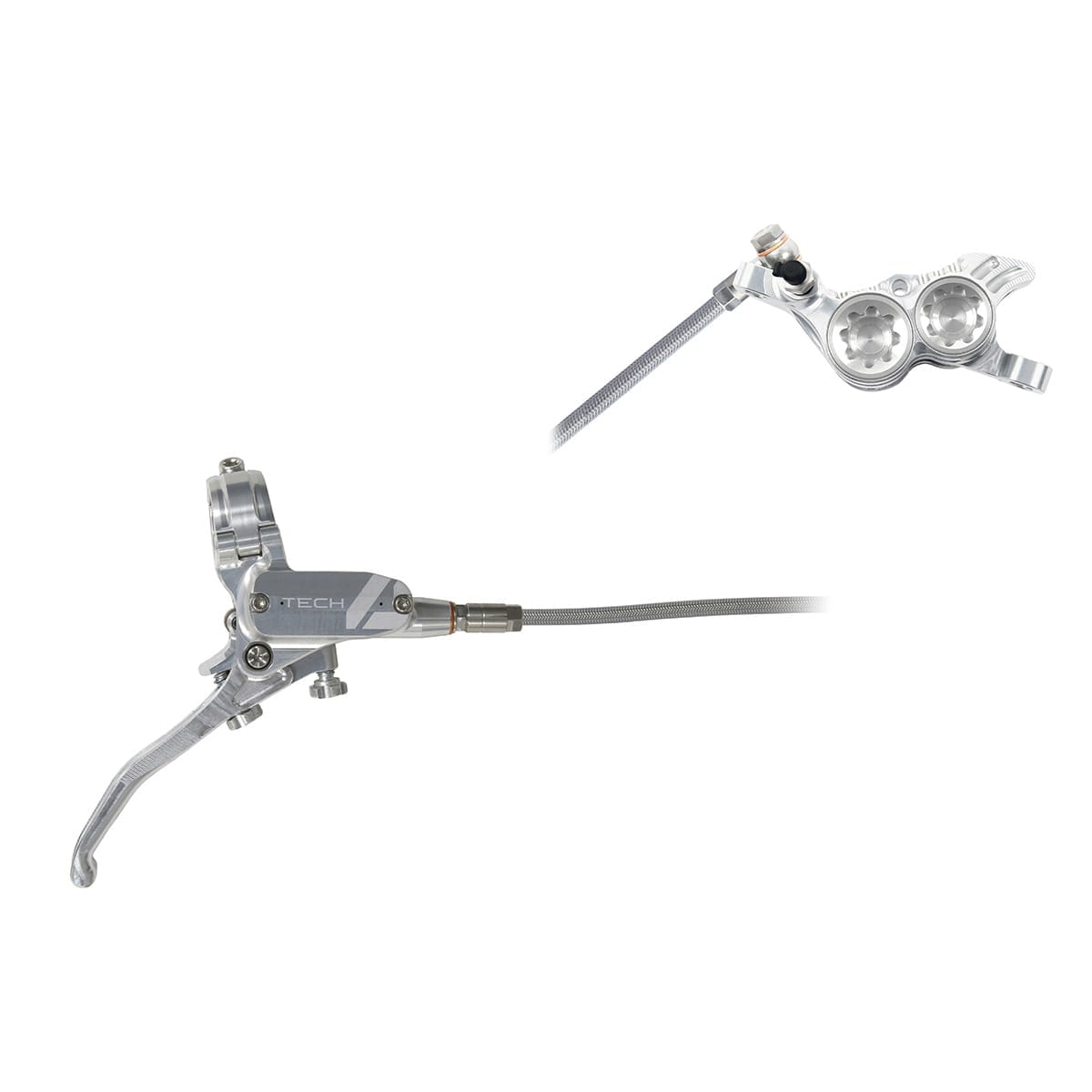 Pair of HOPE TECH 4 V4 Aviation Brake Hoses Silver/Silver
