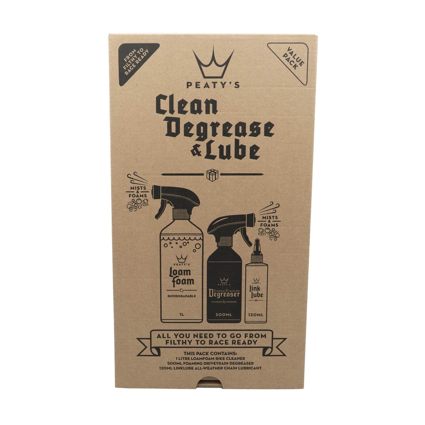 Sada pro údržbu PEATY'S WASH DEGREASE LUBRICATE STARTER PACK