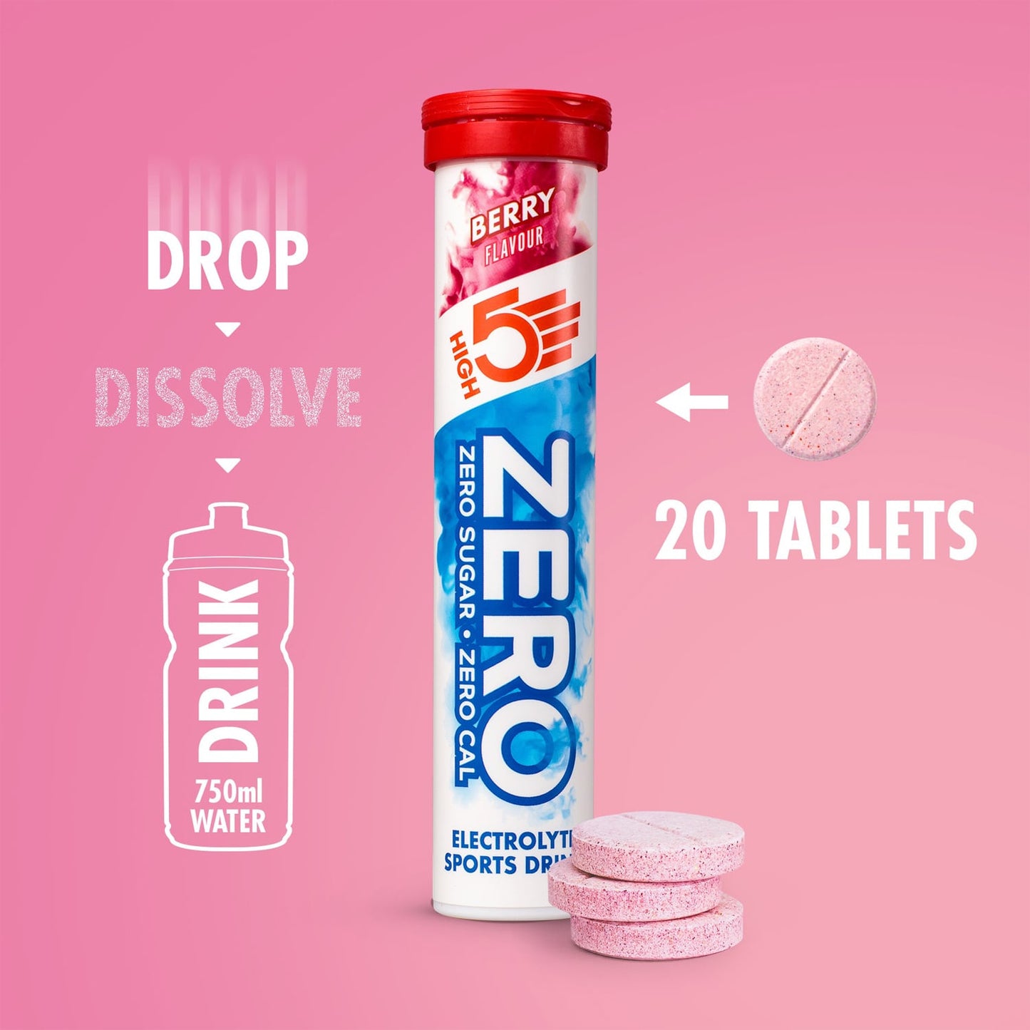 Elektrolytové hydratační tablety HIGH5 ZERO (x20) Ovoce červená