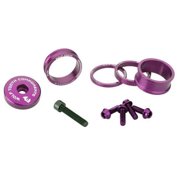 Sada distančních prvků, krytu dříku a šroubů WOLFTOOTH BLING KIT Ultraviolet
