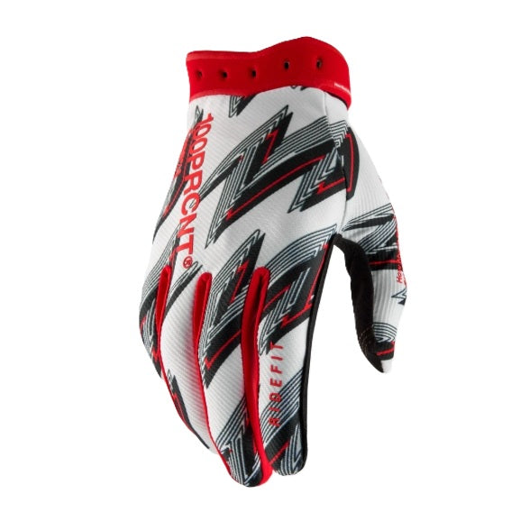 100% RIDEFIT Gloves White/Red