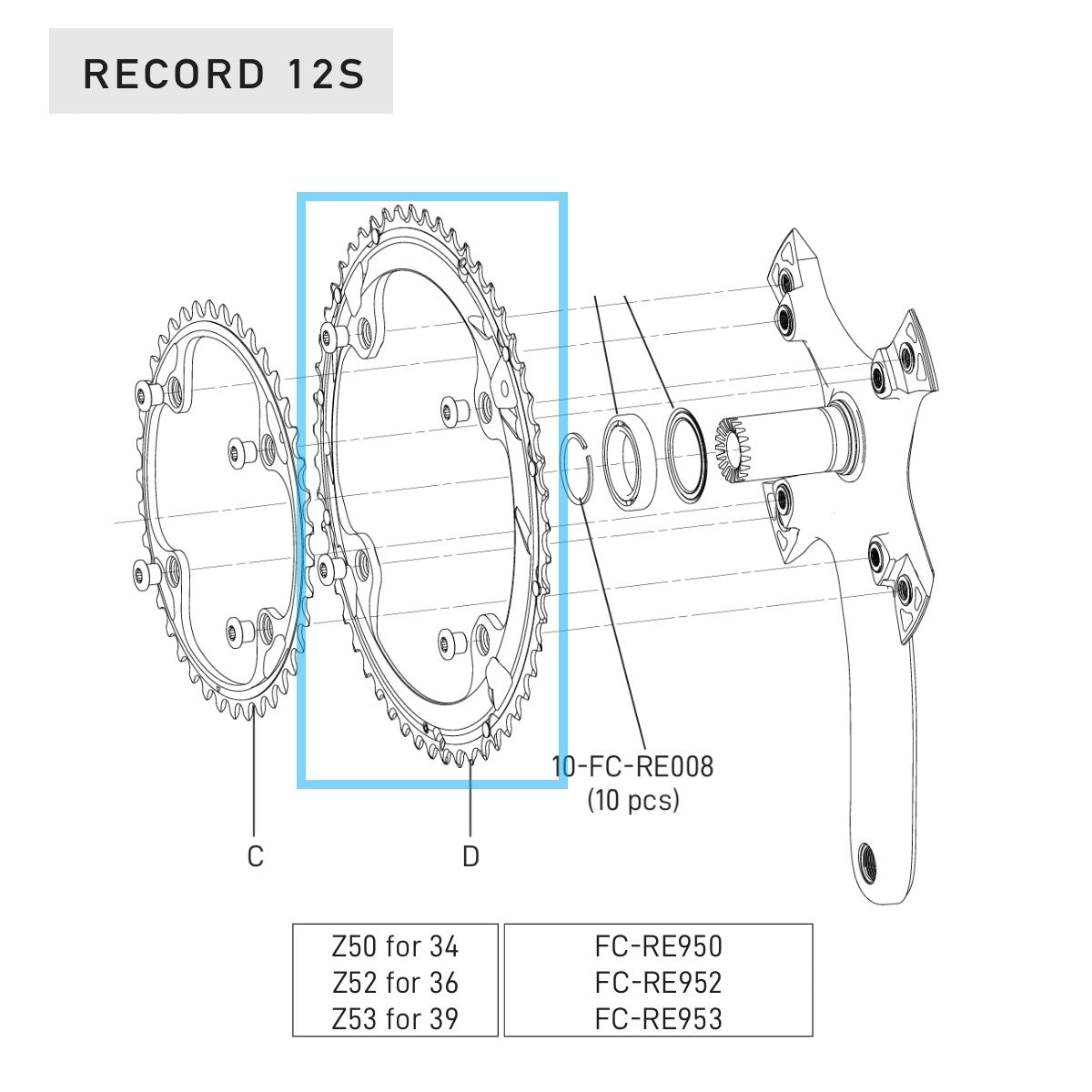 Outer Chainring 12 Speed CAMPAGNOLO RECORD