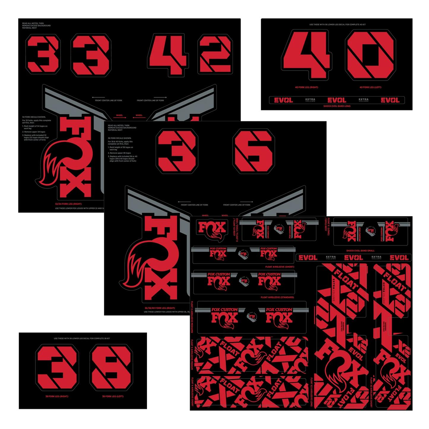 Sada samolepek na vidlice a tlumiče FOX Red