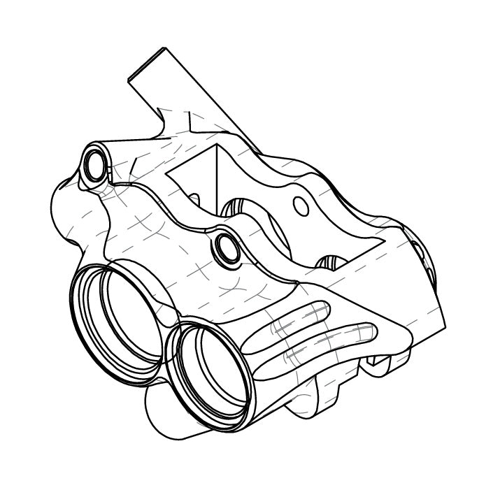 Brzdový třmen HOPE RX4+ SL FM (+20) 70mm 4 písty DOT Orange