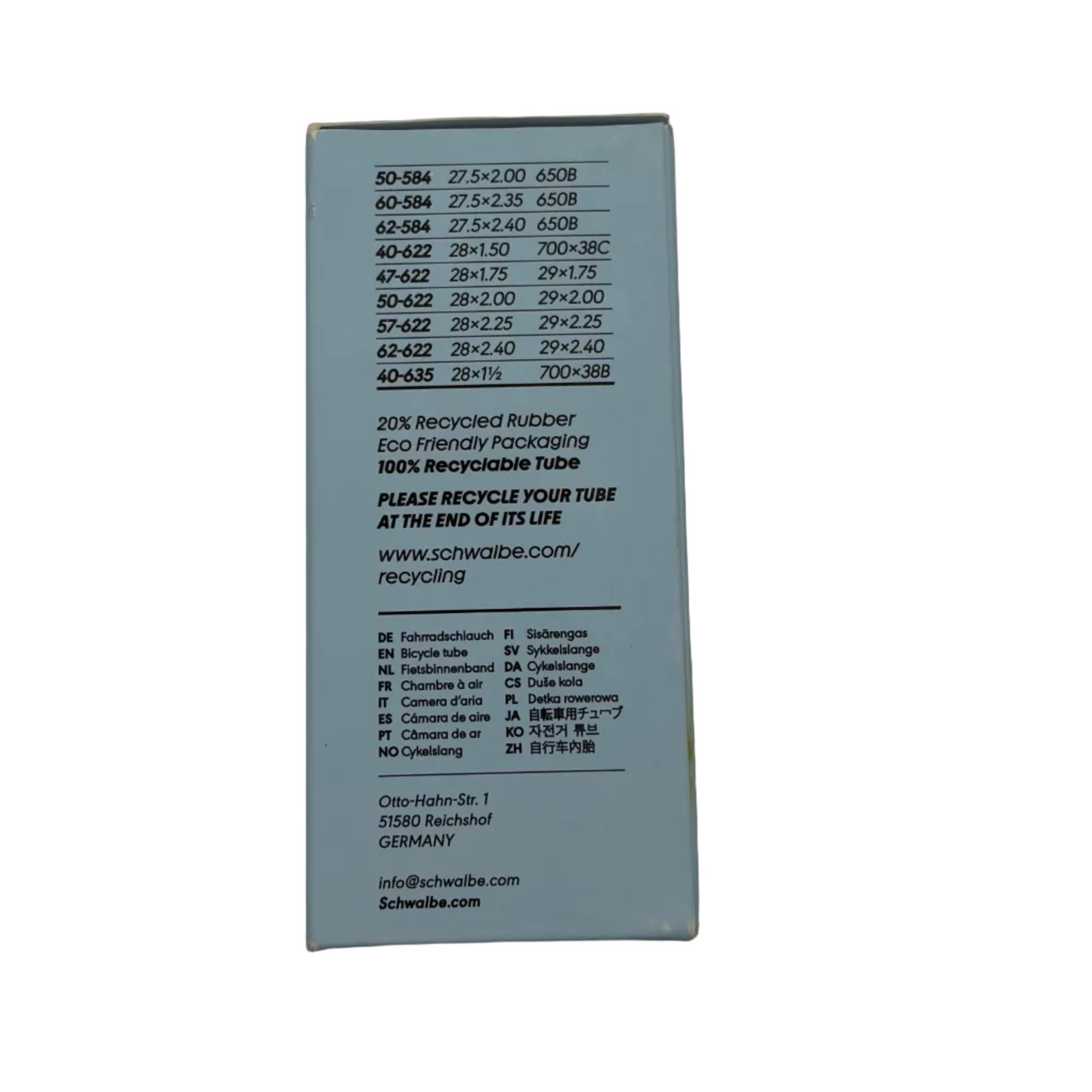 Duše SCHWALBE EXTRA LIGHT SV 19L 27,5×2,0/2,40 – 29×1,75/2,40 Presta 40 mm