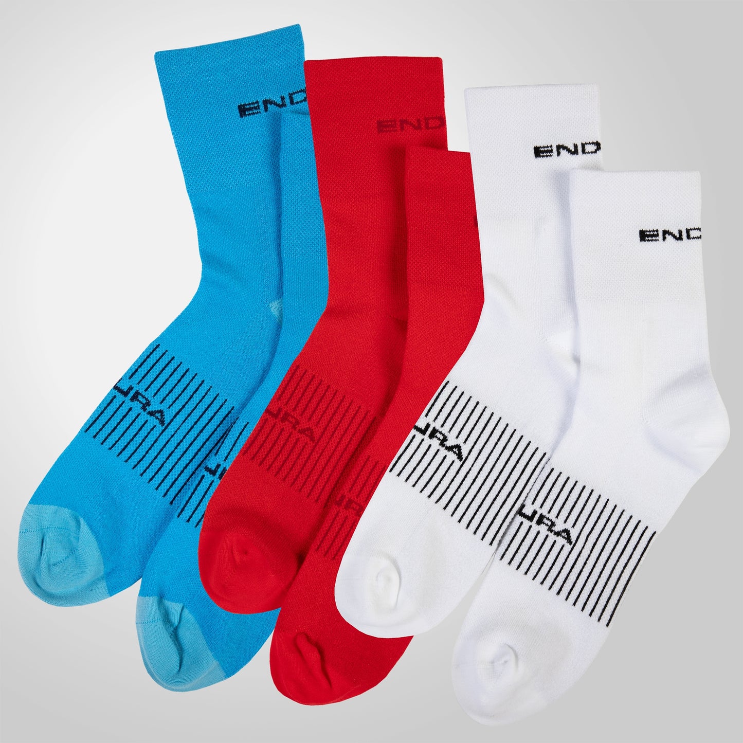 ENDURA COOLMAX RACE 3-Pair Socks White/Blue/Red