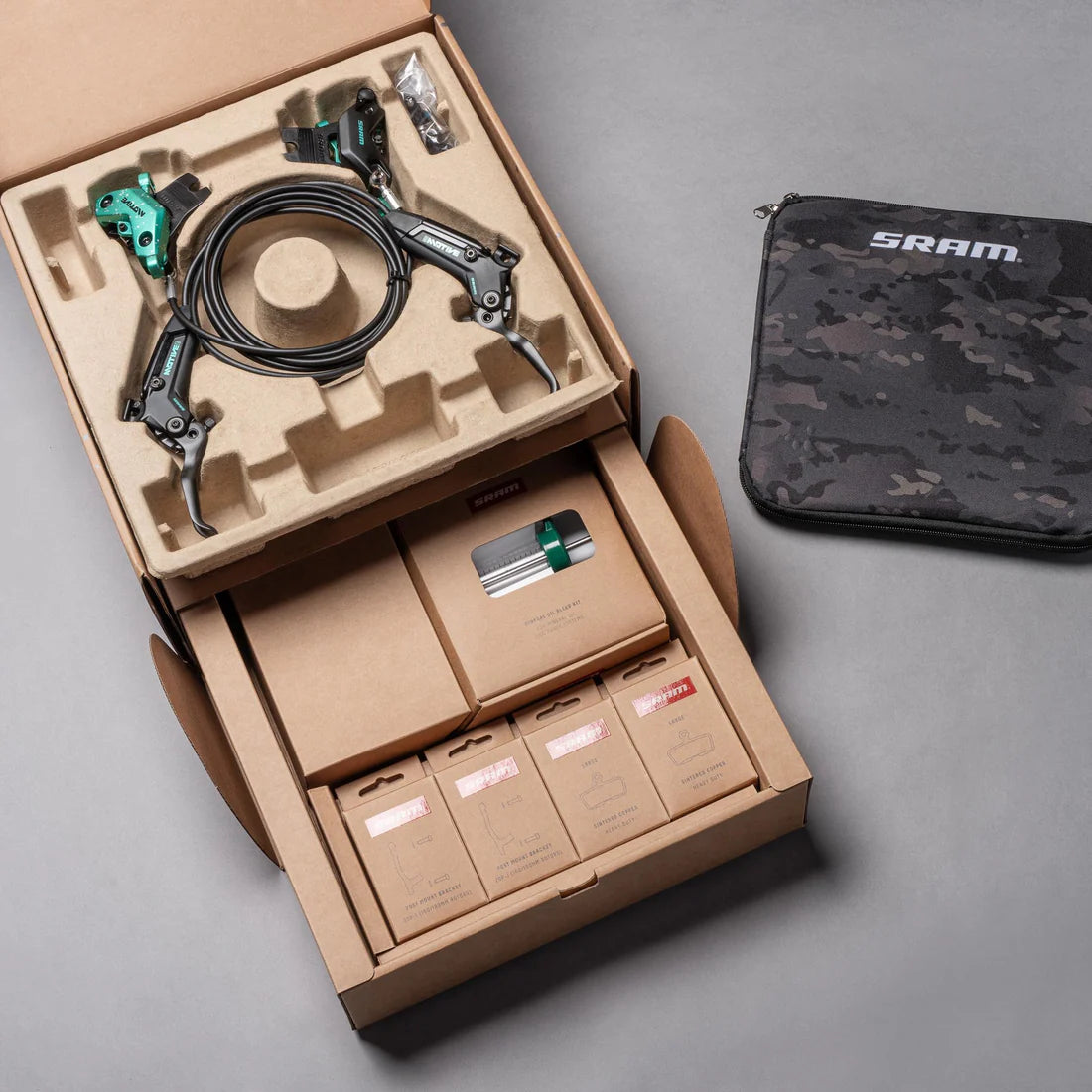 Pár brzd SRAM MOTIVE ULTIMATE EXPERT KIT - limitovaná edice Teal Splatter
