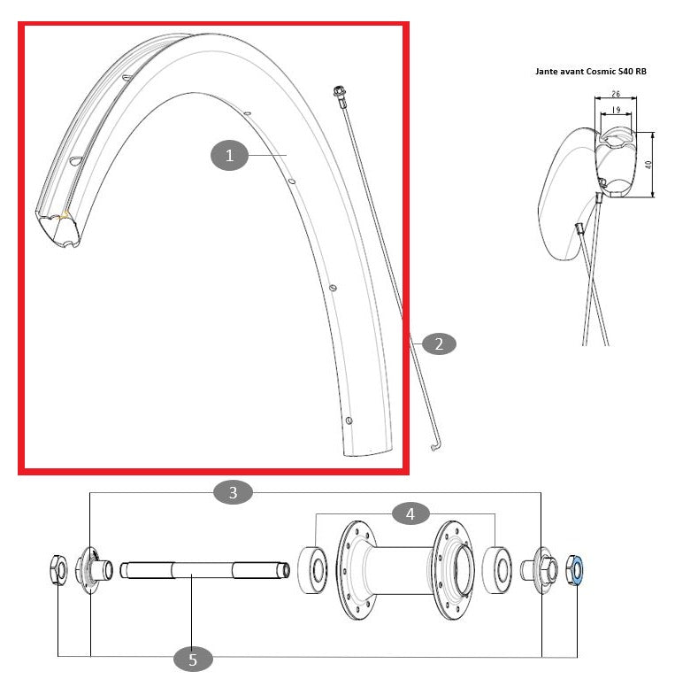 MAVIC COSMIC S40 RB front wheel rim