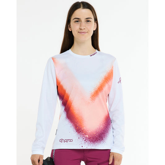DHARCO GRAVITY FIREBIRD Women's Long Sleeve Jersey White/Orange
