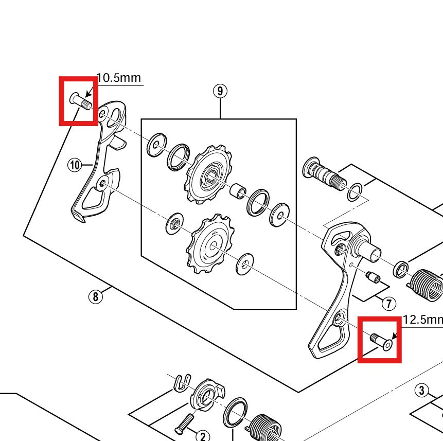 SHIMANO RD-6700/6800/6770/6870 SS roller screws (x2)