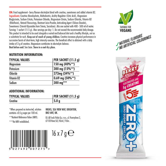 HIGH 5 ZERO+ Kreatinová hydratační tyčinka (11,5 g) Červené ovoce
