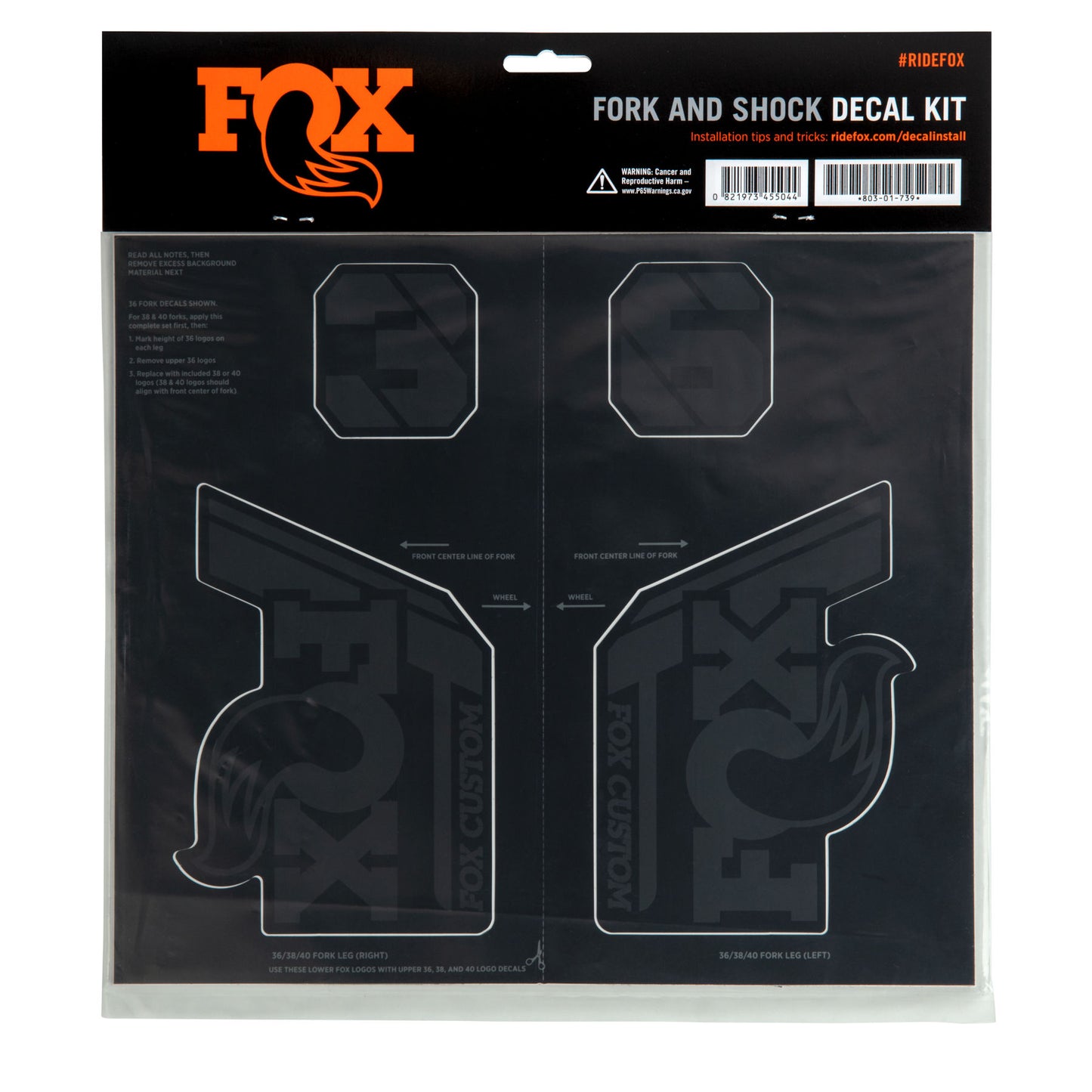 FOX Fork and Shock Stickers Kit Black