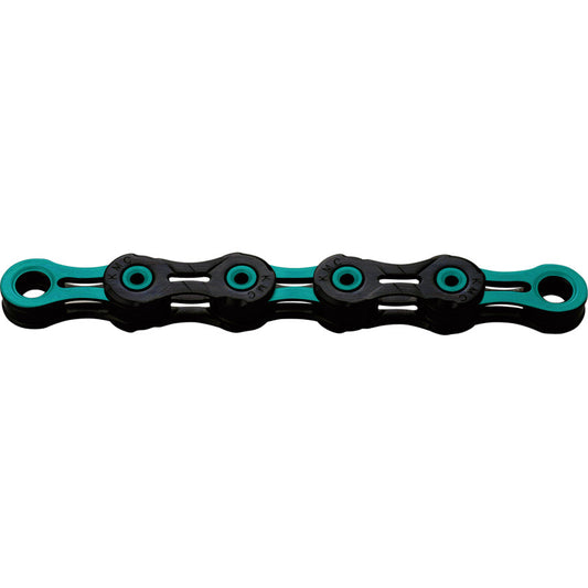 12V KMC DLC12 Waxed Black/Turquoise Waxed Chain (voskovaný řetěz)