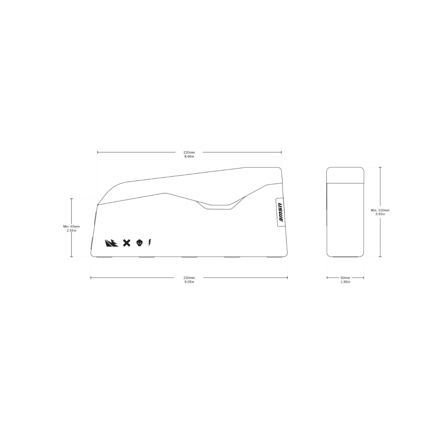 USWE TOP TUBE MAGNETIC 1,2 l rámová taška černá