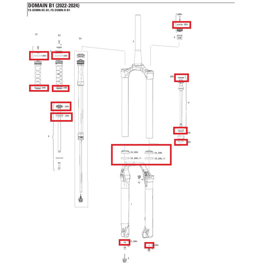 200 h/rok Sada pro údržbu vidlice ROCKSHOX Domain R/RC B1 2022-2024