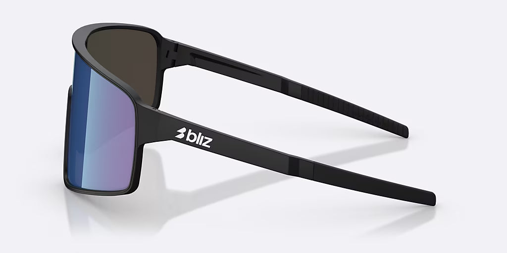 BLIZ P001 Black Matt Grey w Blue Mirror Lens