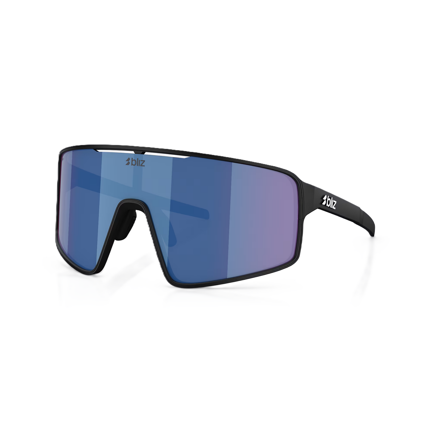 BLIZ P001 Black Matt Grey w Blue Mirror Lens