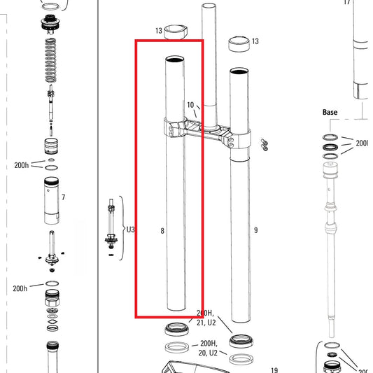 Rovné zanoření ROCKSHOX 38MM BOXXER D1+(2024+) černá