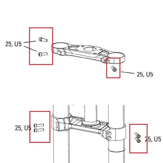 Screw kit for ROCKSHOX BOXXER D1 fork crown (2024+)