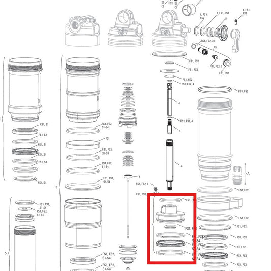 Sada pístů s těsnicí hlavou pro tlumič ROCKSHOX MONARCH B1(PLUS. RL. XX). C1(R.RT.RT3). D1(RT3)