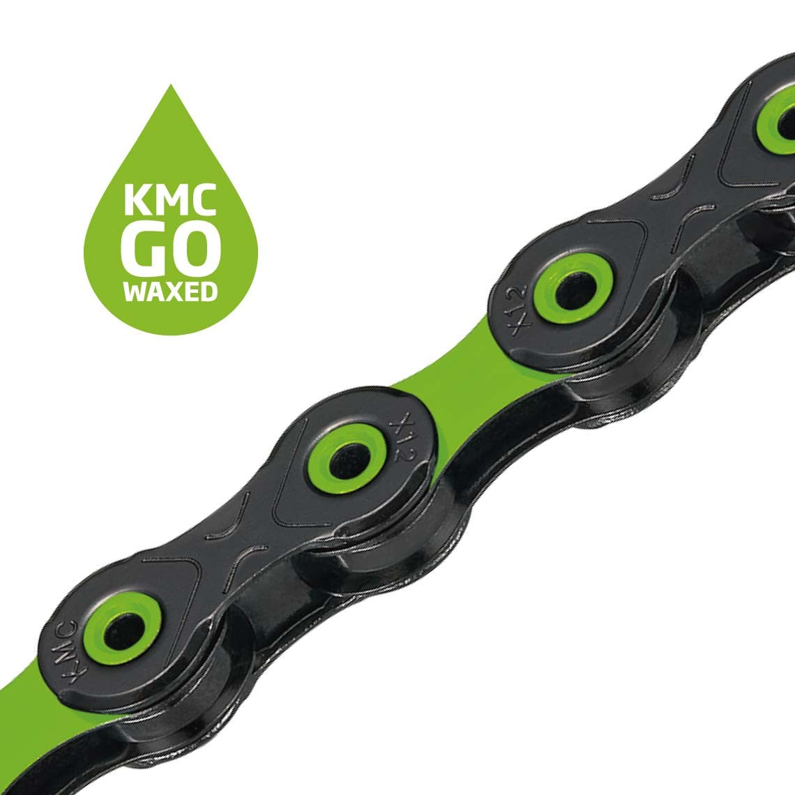 12V KMC DLC12 Waxed Black/Green Chain