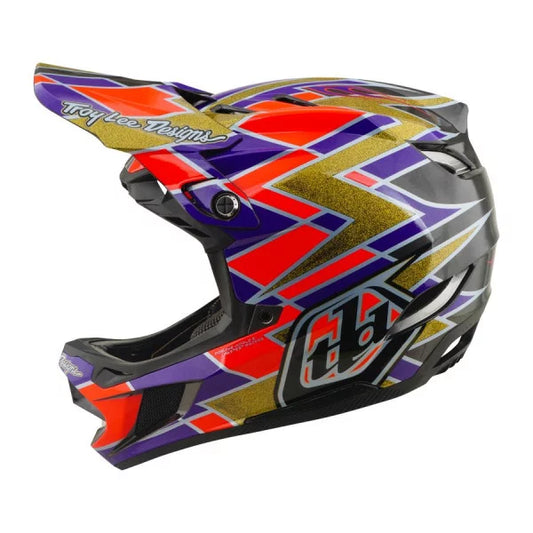 MTB helma TROY LEE DESIGNS D4 CARBON MIPS FLUSH oranžová/fialová