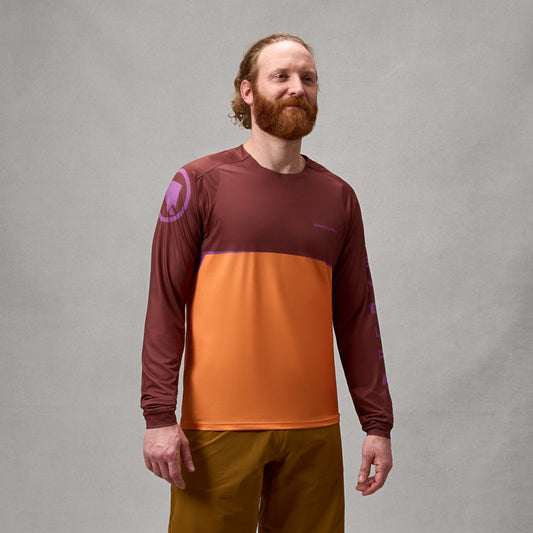 ENDURA SINGLETRACK CORE PRINTED MTB dres s dlouhým rukávem End Orange